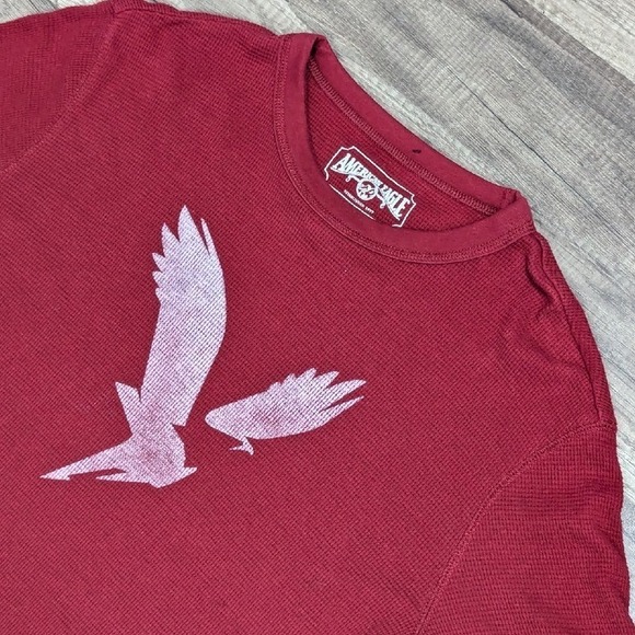 American Eagle Outfitters Other - American Eagle Pullover Thermal Shirt Vtg Style Graphic Logo Burgundy‎ Red Sz S
